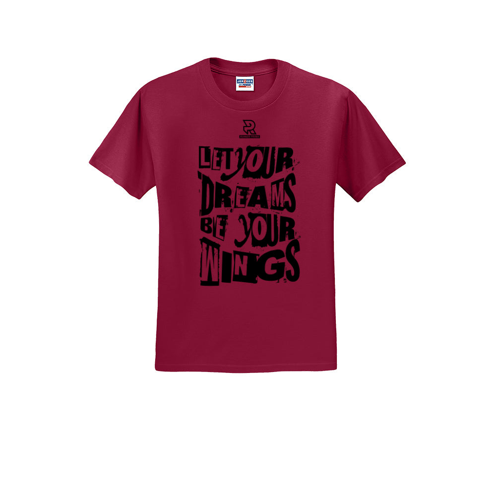 LET YOUR DREAMS BE YOUR WINGS (Black) - Short Sleeve Cotton Tee