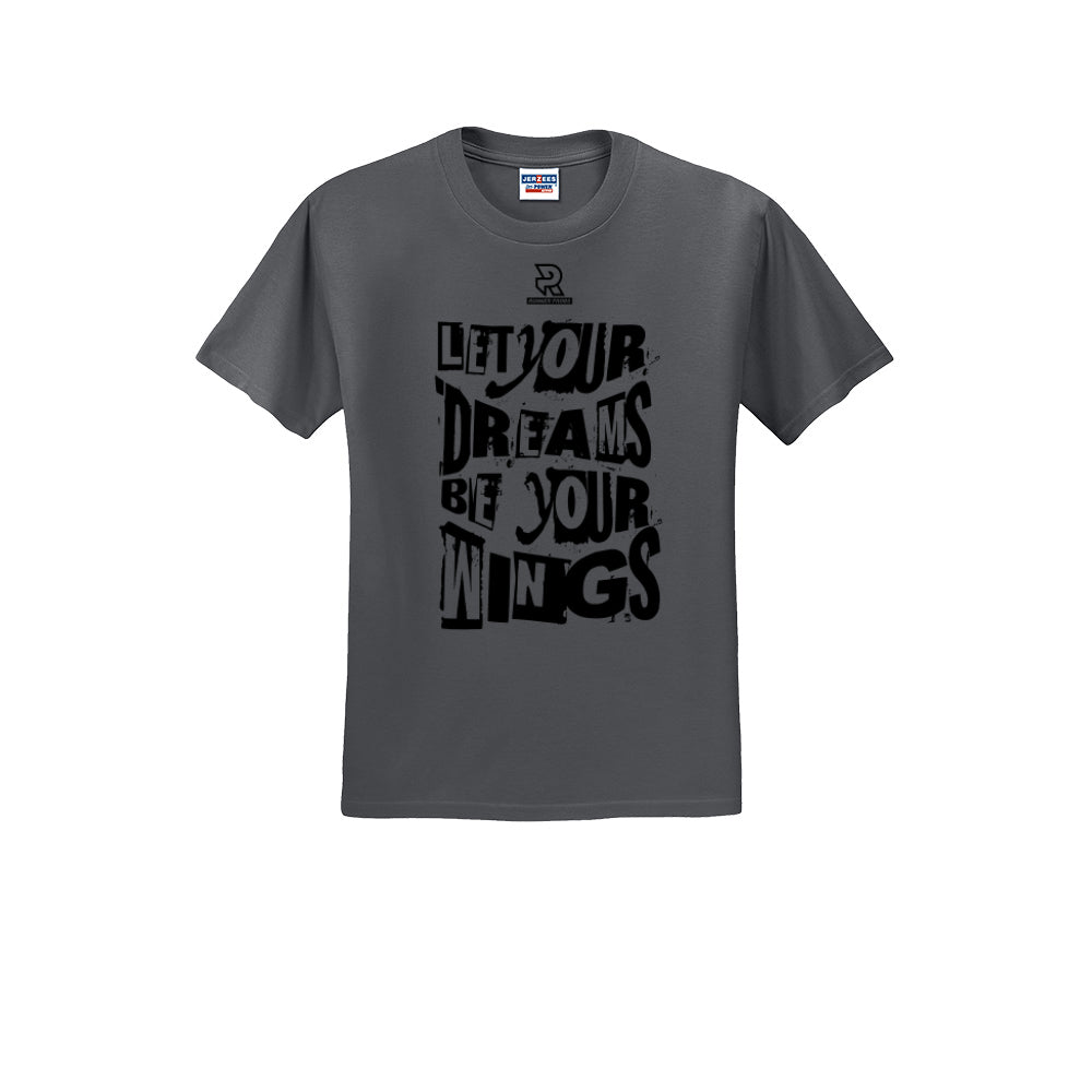 LET YOUR DREAMS BE YOUR WINGS (Black) - Short Sleeve Cotton Tee