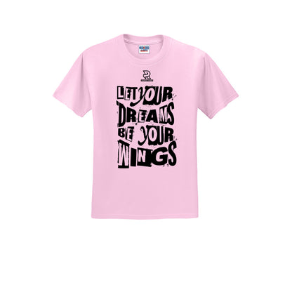 LET YOUR DREAMS BE YOUR WINGS (Black) - Short Sleeve Cotton Tee