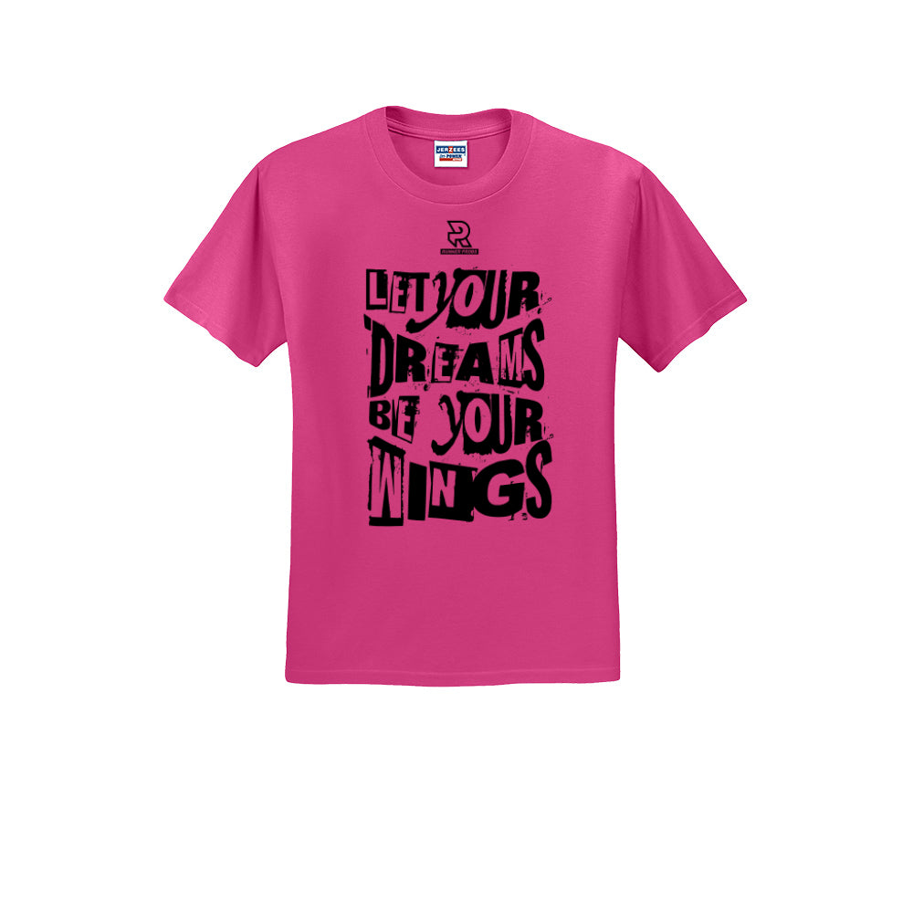 LET YOUR DREAMS BE YOUR WINGS (Black) - Short Sleeve Cotton Tee