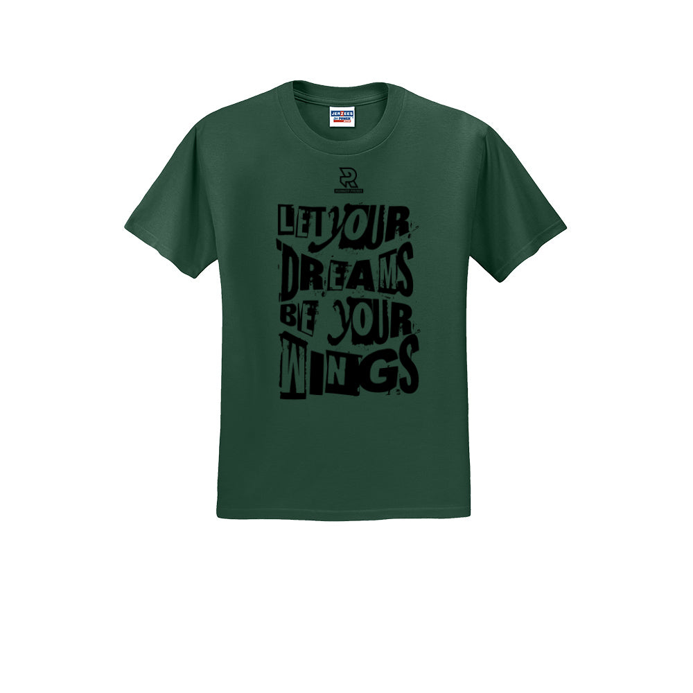 LET YOUR DREAMS BE YOUR WINGS (Black) - Short Sleeve Cotton Tee