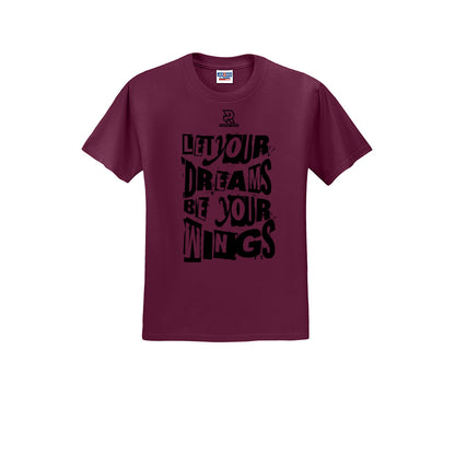 LET YOUR DREAMS BE YOUR WINGS (Black) - Short Sleeve Cotton Tee