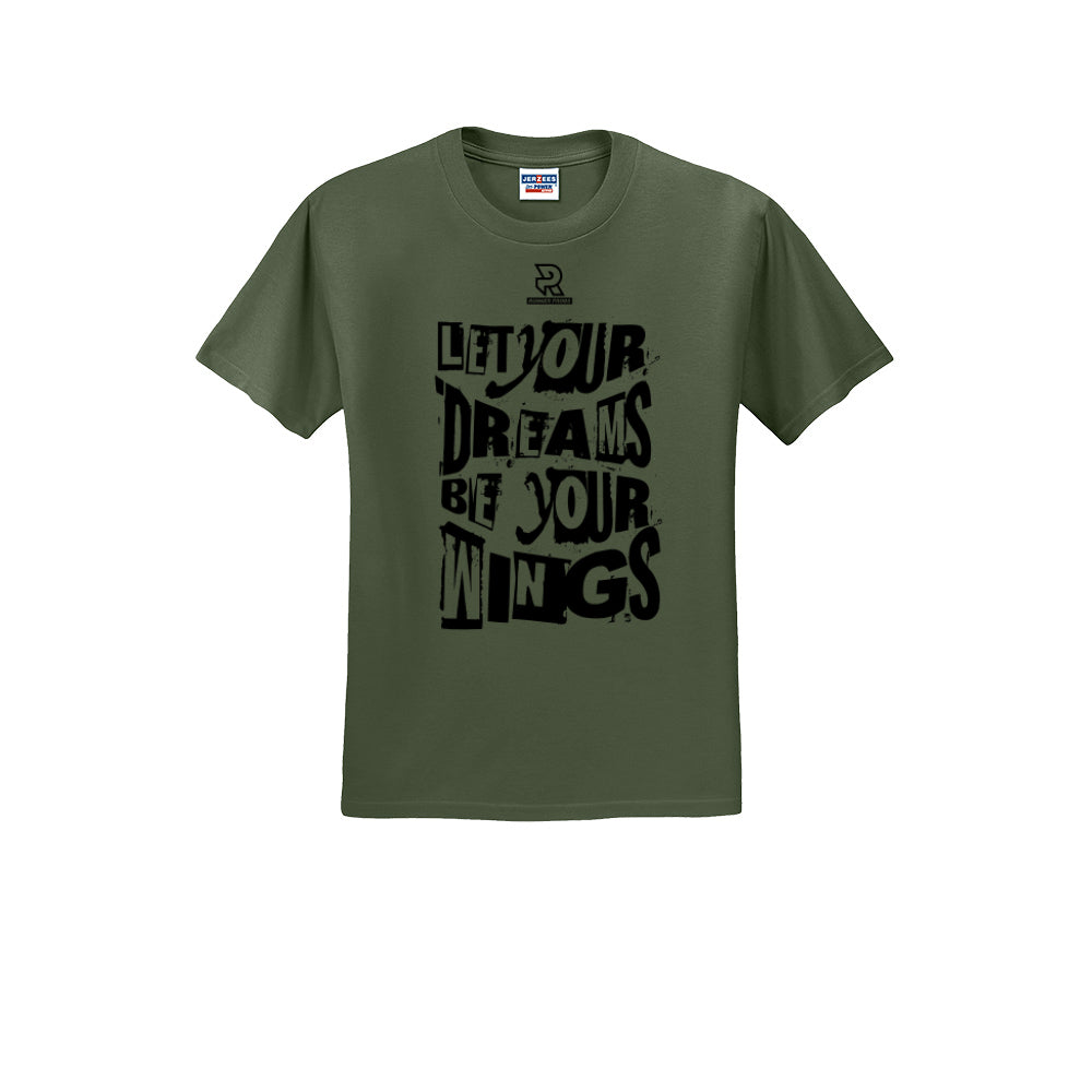 LET YOUR DREAMS BE YOUR WINGS (Black) - Short Sleeve Cotton Tee