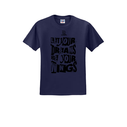 LET YOUR DREAMS BE YOUR WINGS (Black) - Short Sleeve Cotton Tee
