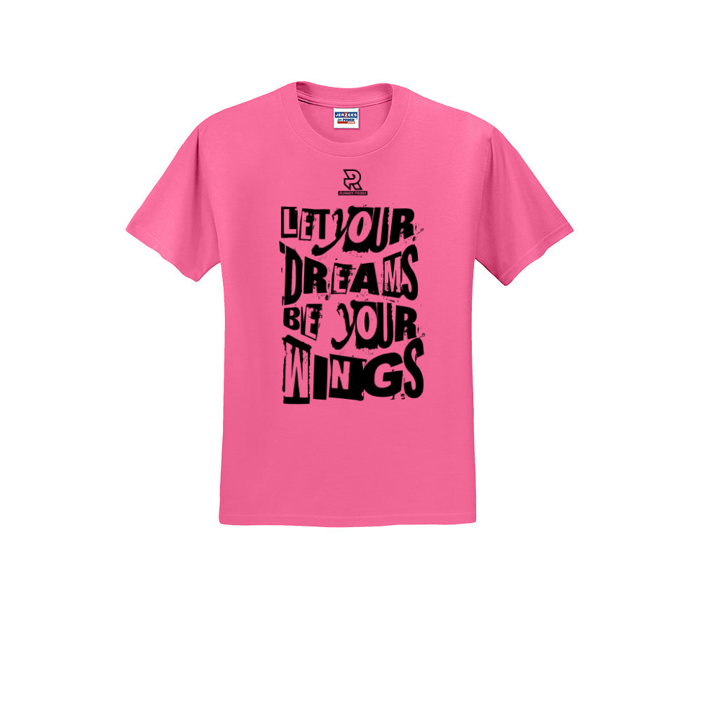 LET YOUR DREAMS BE YOUR WINGS (Black) - Short Sleeve Cotton Tee
