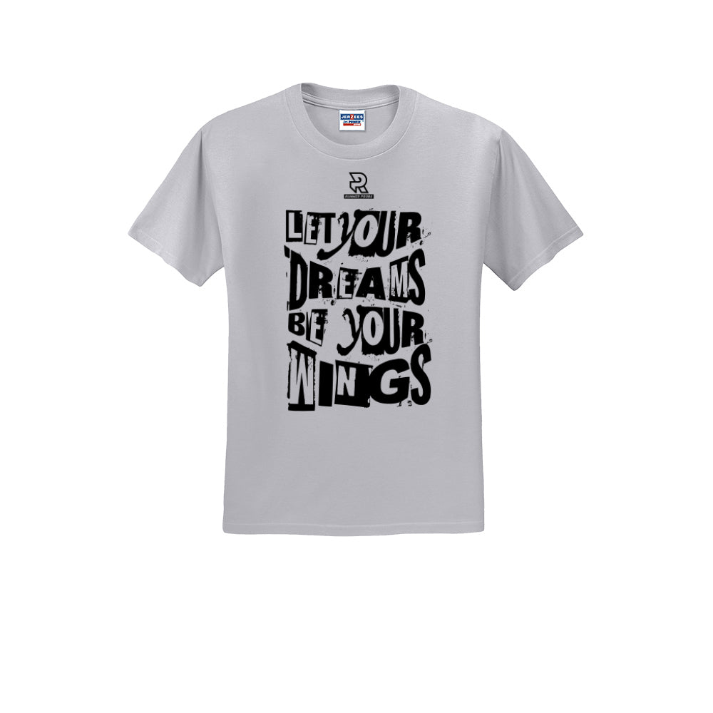 LET YOUR DREAMS BE YOUR WINGS (Black) - Short Sleeve Cotton Tee