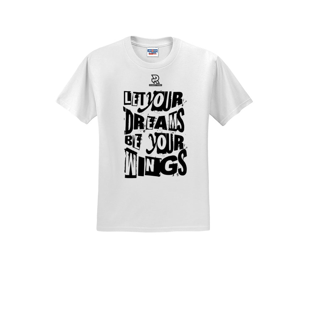 LET YOUR DREAMS BE YOUR WINGS (Black) - Short Sleeve Cotton Tee