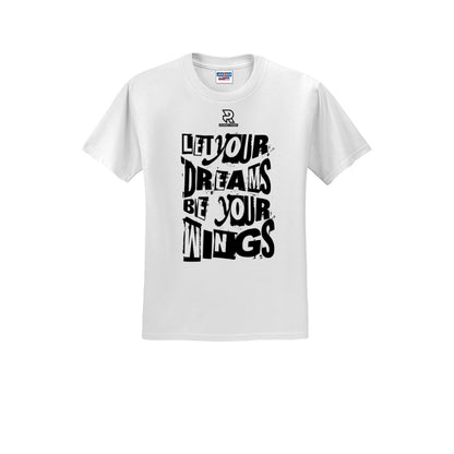LET YOUR DREAMS BE YOUR WINGS (Black) - Short Sleeve Cotton Tee