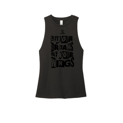 LET YOUR DREAMS BE YOUR WINGS (Black) - Womens Perfect Tri Muscle Tank