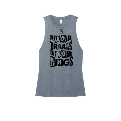 LET YOUR DREAMS BE YOUR WINGS (Black) - Womens Perfect Tri Muscle Tank