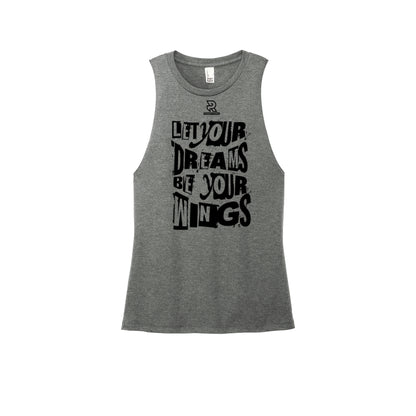 LET YOUR DREAMS BE YOUR WINGS (Black) - Womens Perfect Tri Muscle Tank