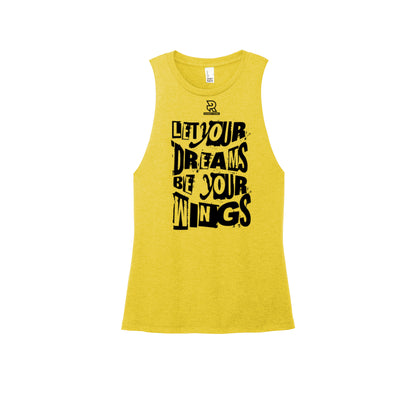 LET YOUR DREAMS BE YOUR WINGS (Black) - Womens Perfect Tri Muscle Tank
