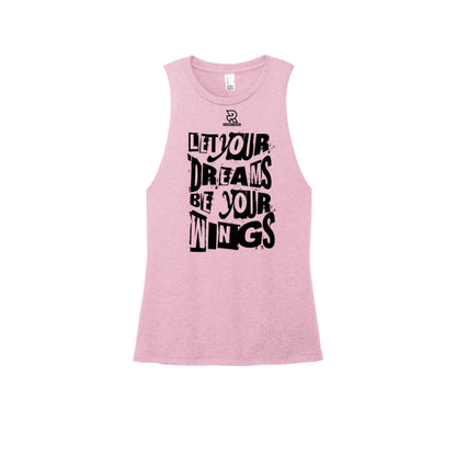 LET YOUR DREAMS BE YOUR WINGS (Black) - Womens Perfect Tri Muscle Tank