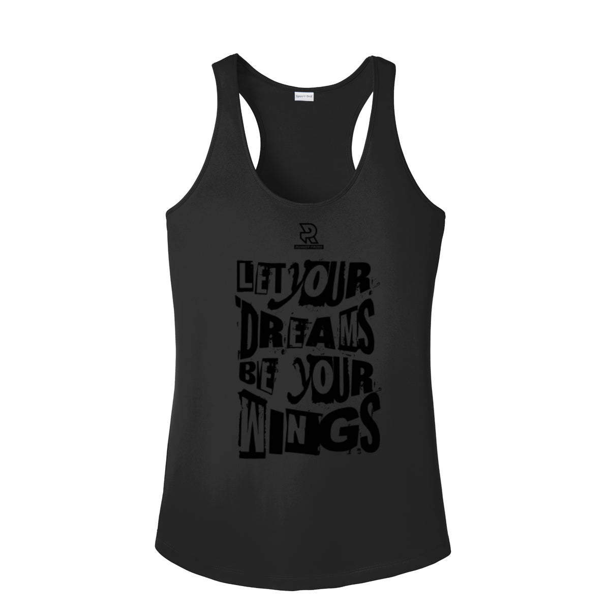 LET YOUR DREAMS BE YOUR WINGS (Black) - Womens Competitor Racerback Tank