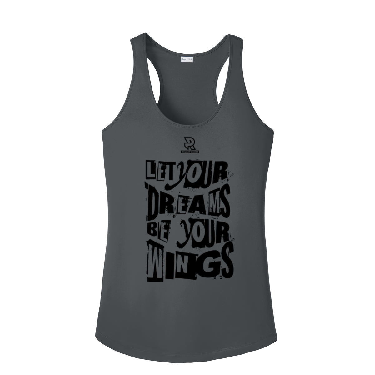 LET YOUR DREAMS BE YOUR WINGS (Black) - Womens Competitor Racerback Tank