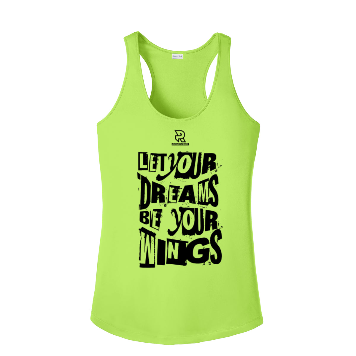 LET YOUR DREAMS BE YOUR WINGS (Black) - Womens Competitor Racerback Tank