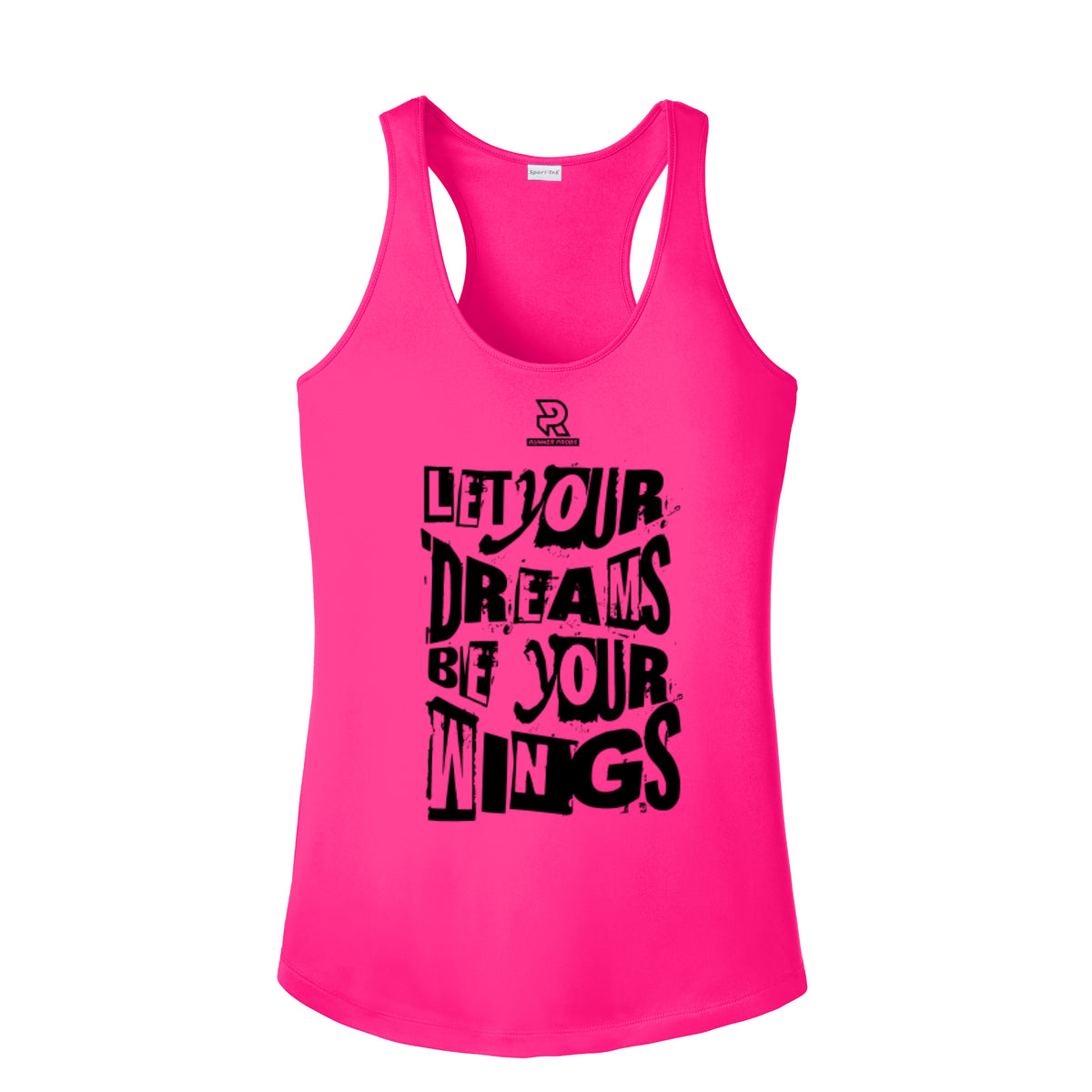 LET YOUR DREAMS BE YOUR WINGS (Black) - Womens Competitor Racerback Tank