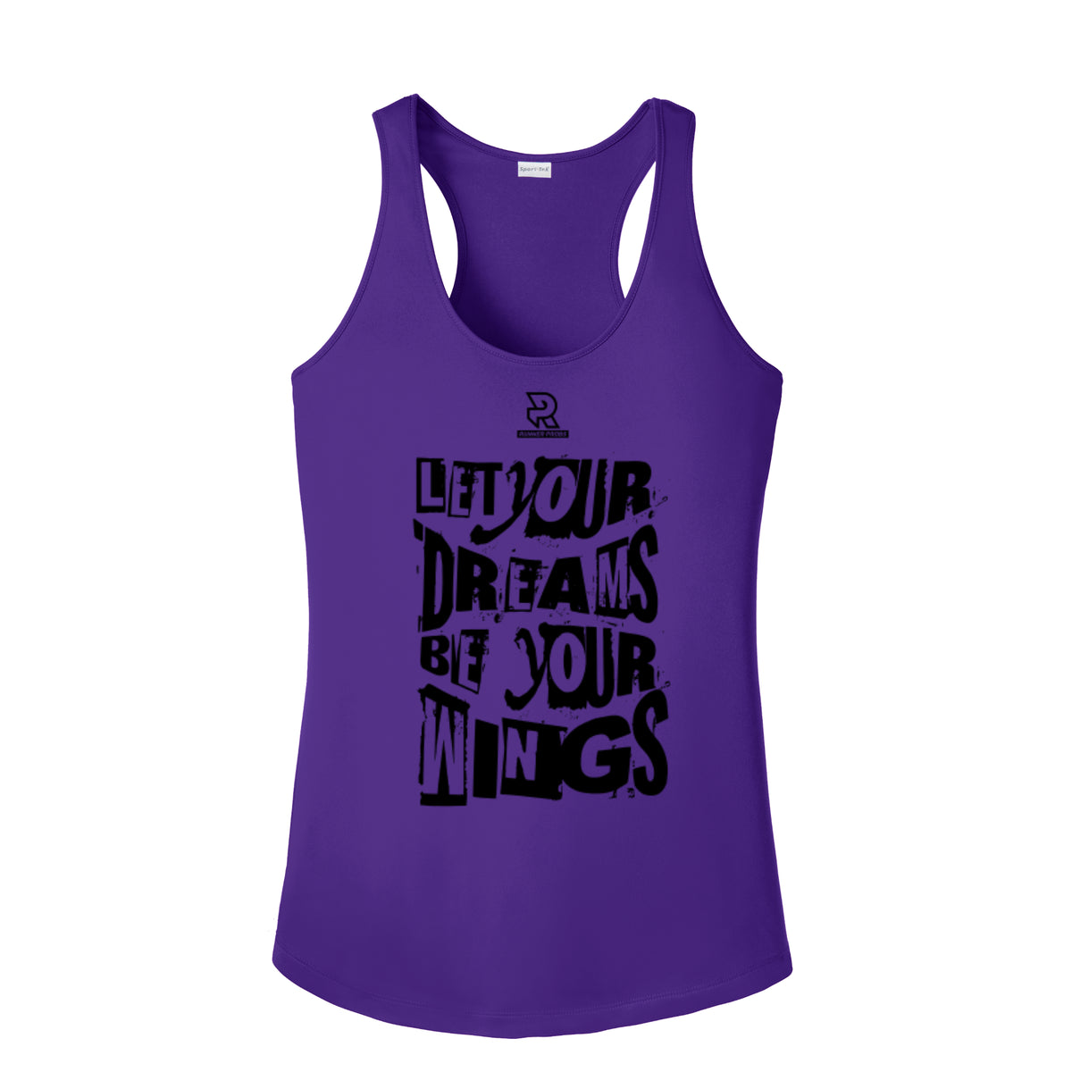 LET YOUR DREAMS BE YOUR WINGS (Black) - Womens Competitor Racerback Tank