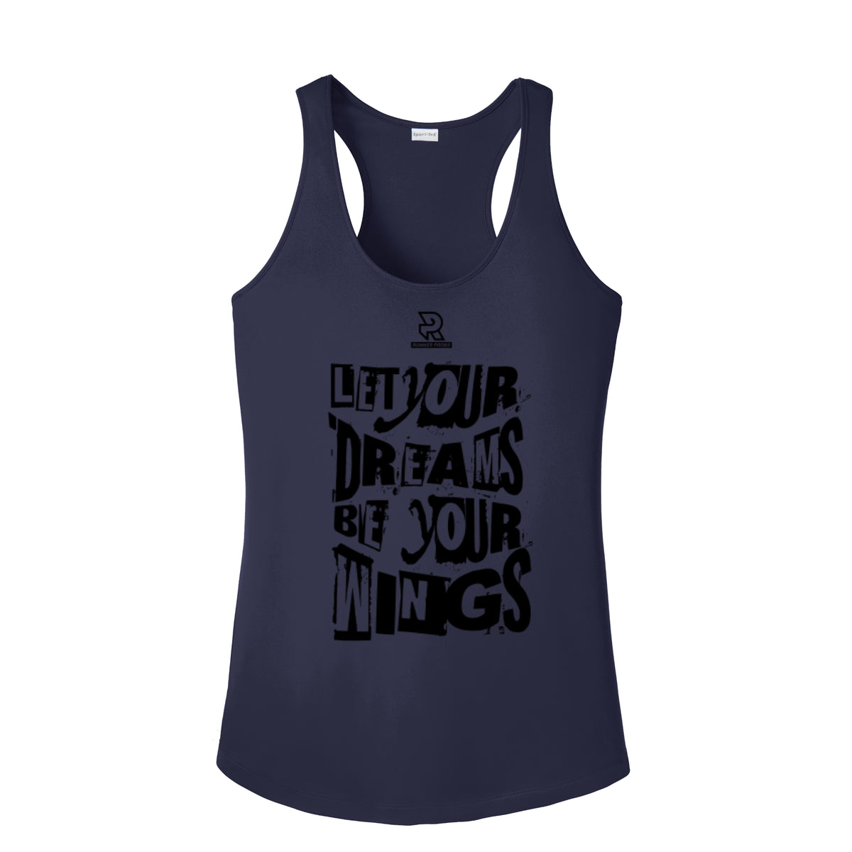 LET YOUR DREAMS BE YOUR WINGS (Black) - Womens Competitor Racerback Tank