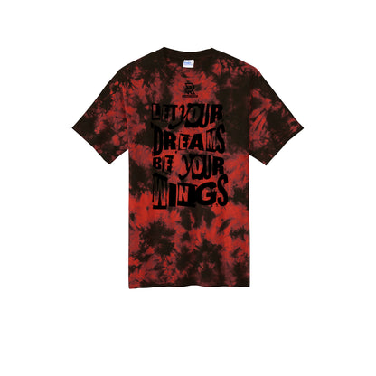 LET YOUR DREAMS BE YOUR WINGS (Black) - Short Sleeve Tie Dye Cotton Tee