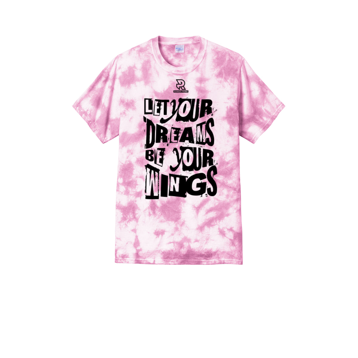 LET YOUR DREAMS BE YOUR WINGS (Black) - Short Sleeve Tie Dye Cotton Tee