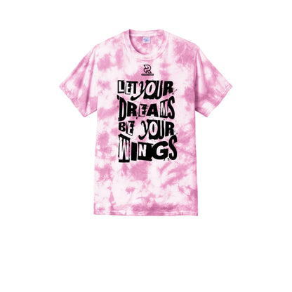 LET YOUR DREAMS BE YOUR WINGS (Black) - Short Sleeve Tie Dye Cotton Tee