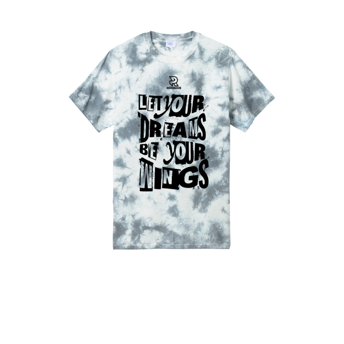LET YOUR DREAMS BE YOUR WINGS (Black) - Short Sleeve Tie Dye Cotton Tee