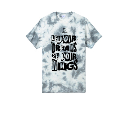 LET YOUR DREAMS BE YOUR WINGS (Black) - Short Sleeve Tie Dye Cotton Tee