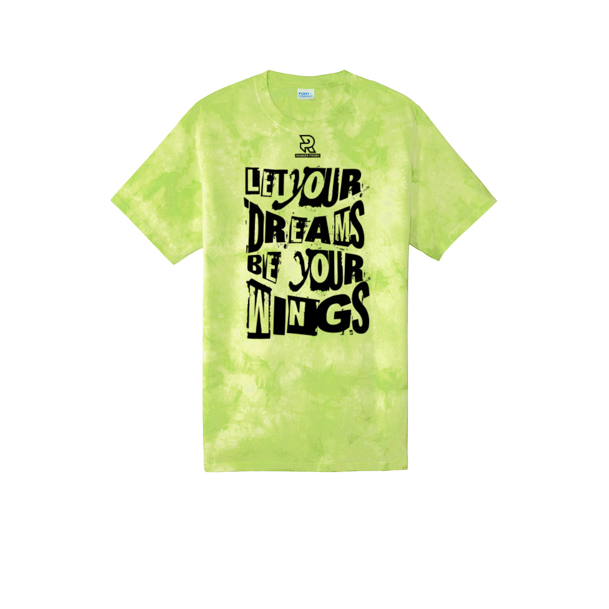 LET YOUR DREAMS BE YOUR WINGS (Black) - Short Sleeve Tie Dye Cotton Tee