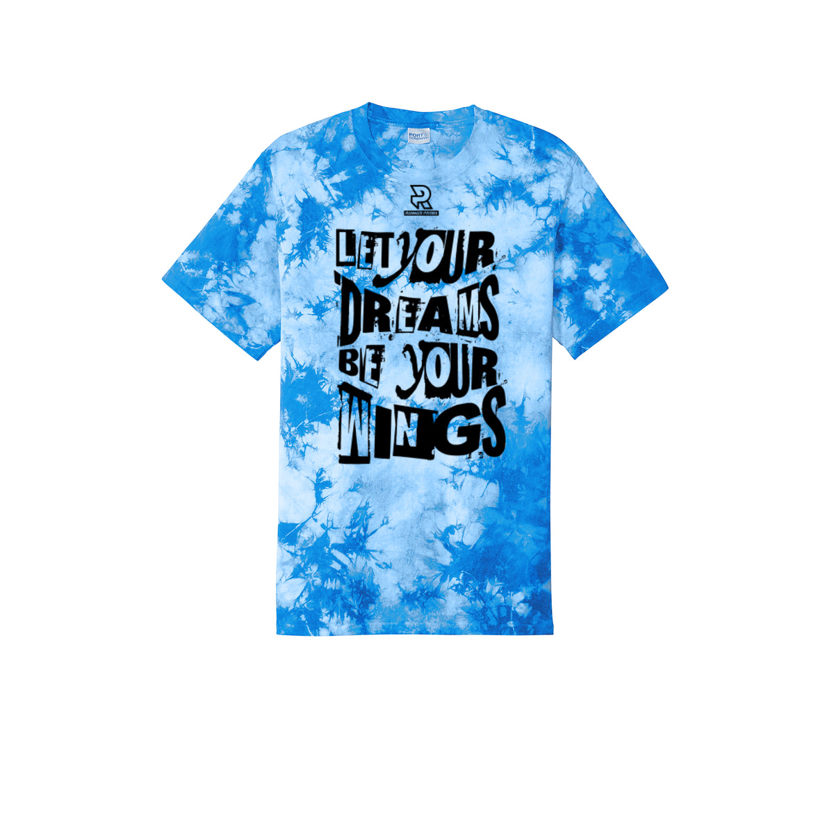 LET YOUR DREAMS BE YOUR WINGS (Black) - Short Sleeve Tie Dye Cotton Tee