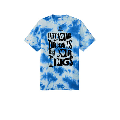 LET YOUR DREAMS BE YOUR WINGS (Black) - Short Sleeve Tie Dye Cotton Tee