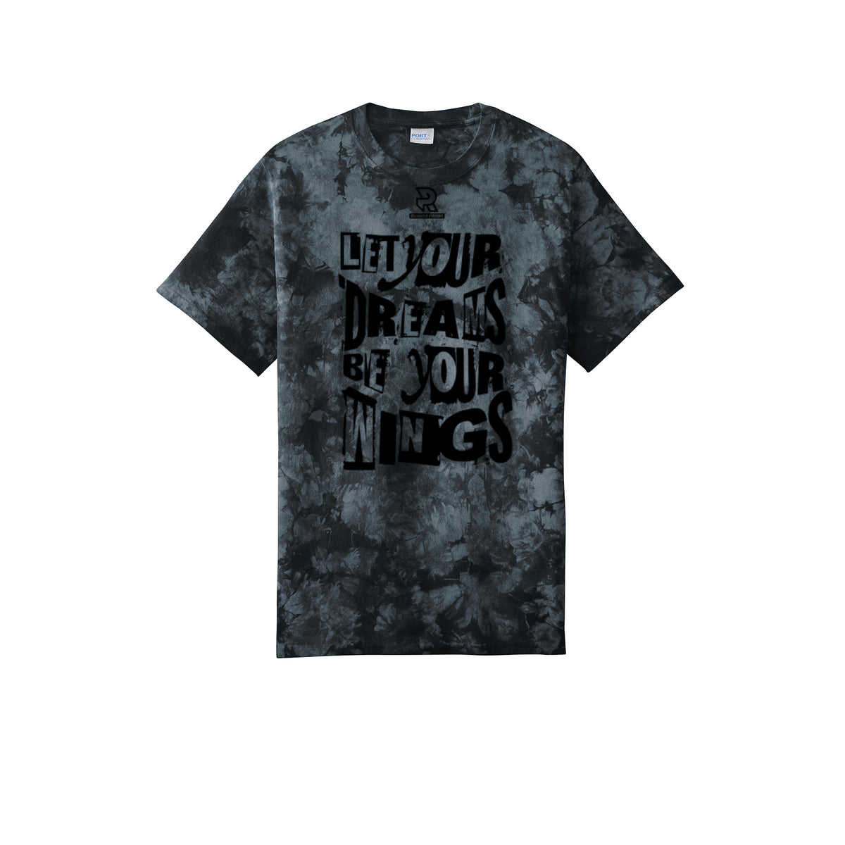 LET YOUR DREAMS BE YOUR WINGS (Black) - Short Sleeve Tie Dye Cotton Tee