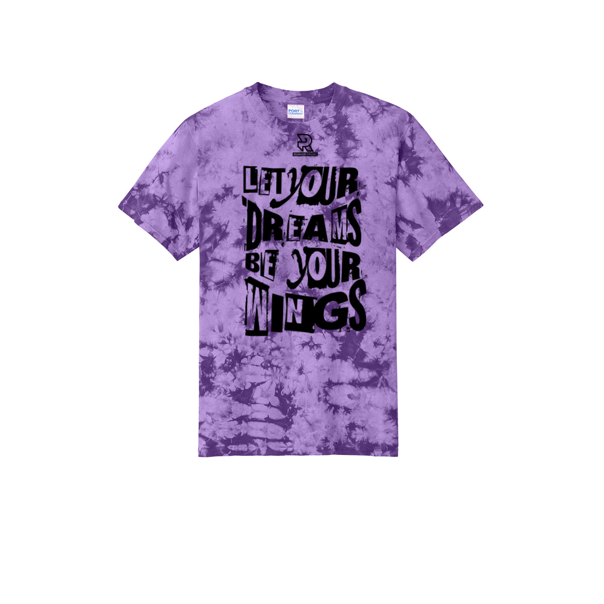 LET YOUR DREAMS BE YOUR WINGS (Black) - Short Sleeve Tie Dye Cotton Tee
