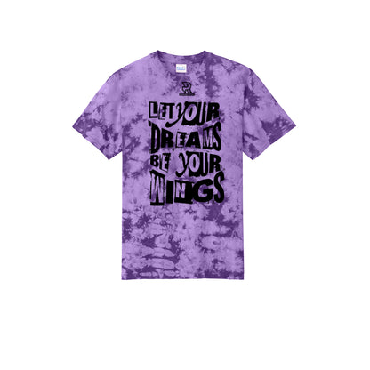 LET YOUR DREAMS BE YOUR WINGS (Black) - Short Sleeve Tie Dye Cotton Tee