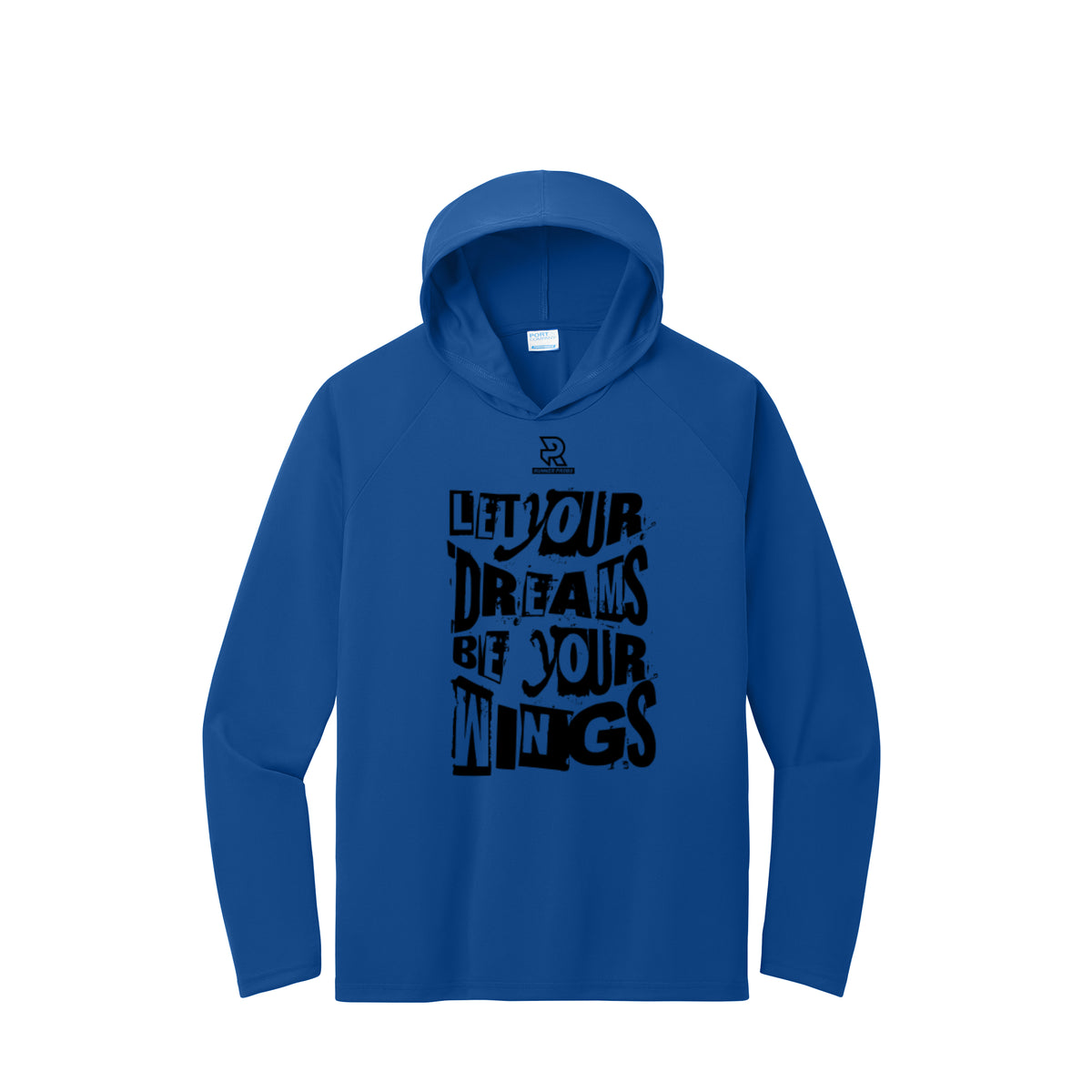 LET YOUR DREAMS BE YOUR WINGS (Black) - Long Sleeve Hooded Performance Tee