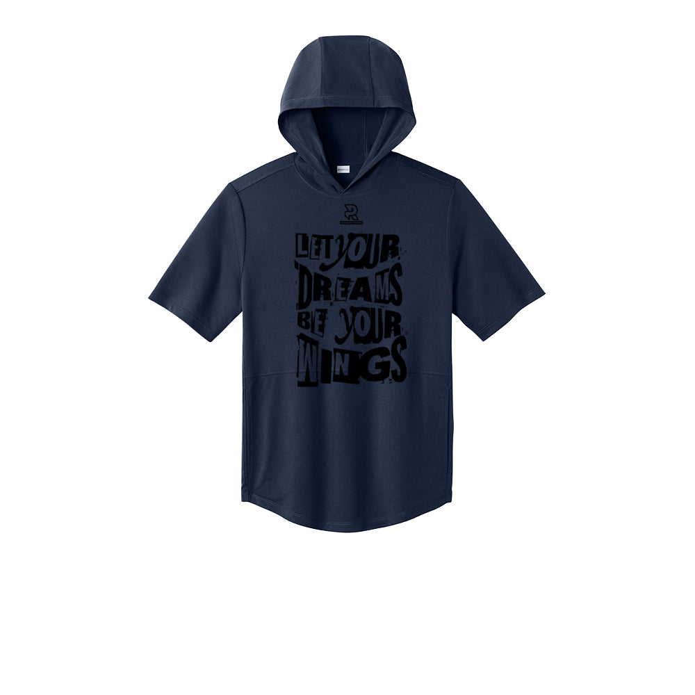 LET YOUR DREAMS BE YOUR WINGS (Black) - Short Sleeve Performance Hoodie
