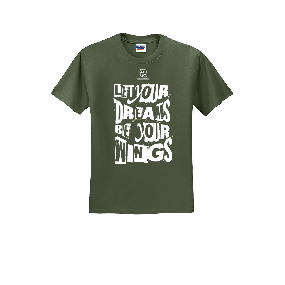 LET YOUR DREAMS BE YOUR WINGS (White) - Short Sleeve 50/50 Tee