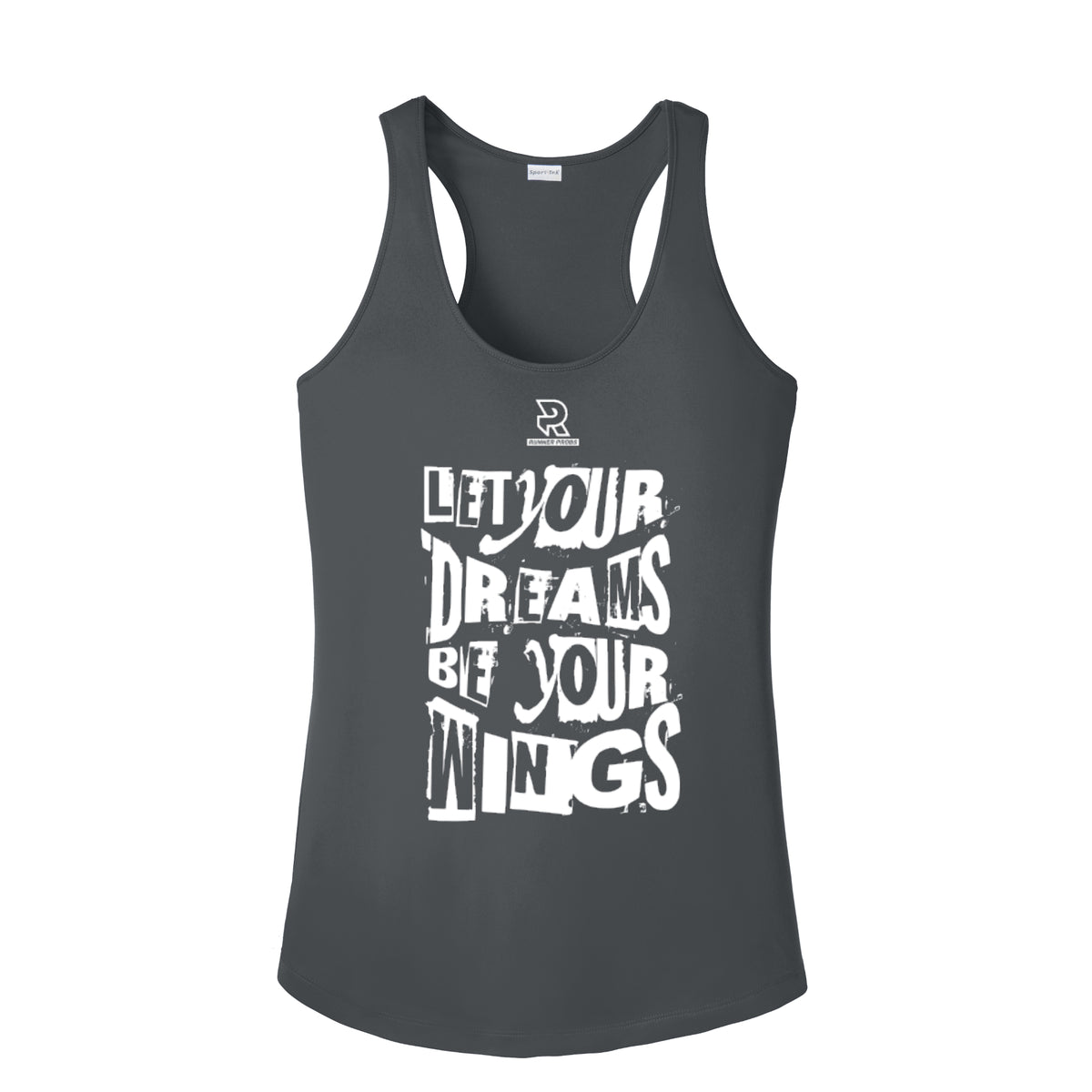 LET YOUR DREAMS BE YOUR WINGS (White) - Womens Competitor Racerback Tank