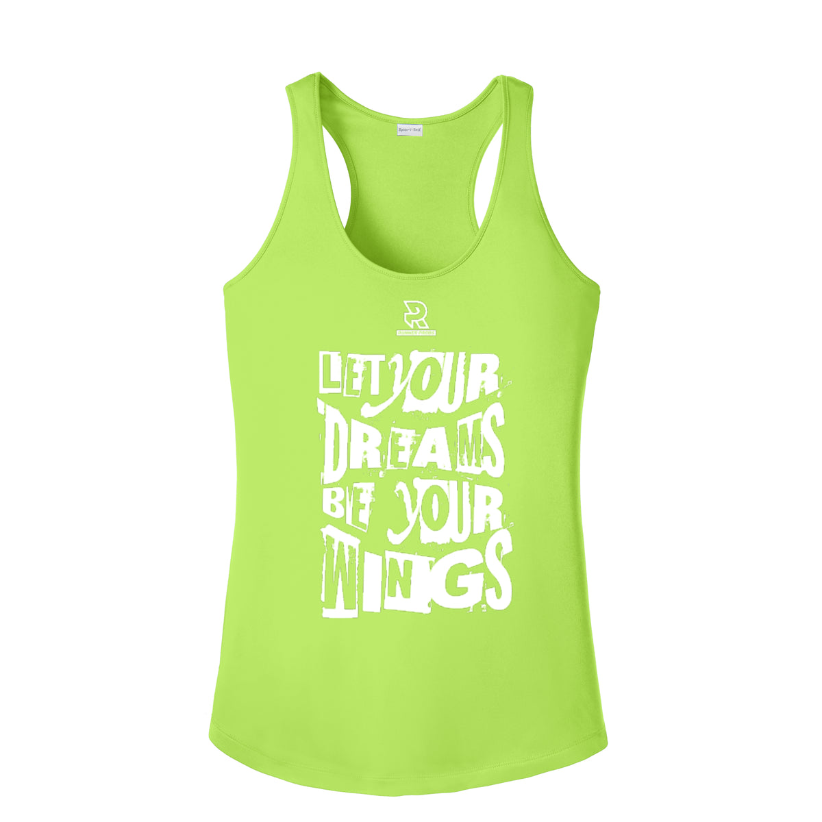 LET YOUR DREAMS BE YOUR WINGS (White) - Womens Competitor Racerback Tank