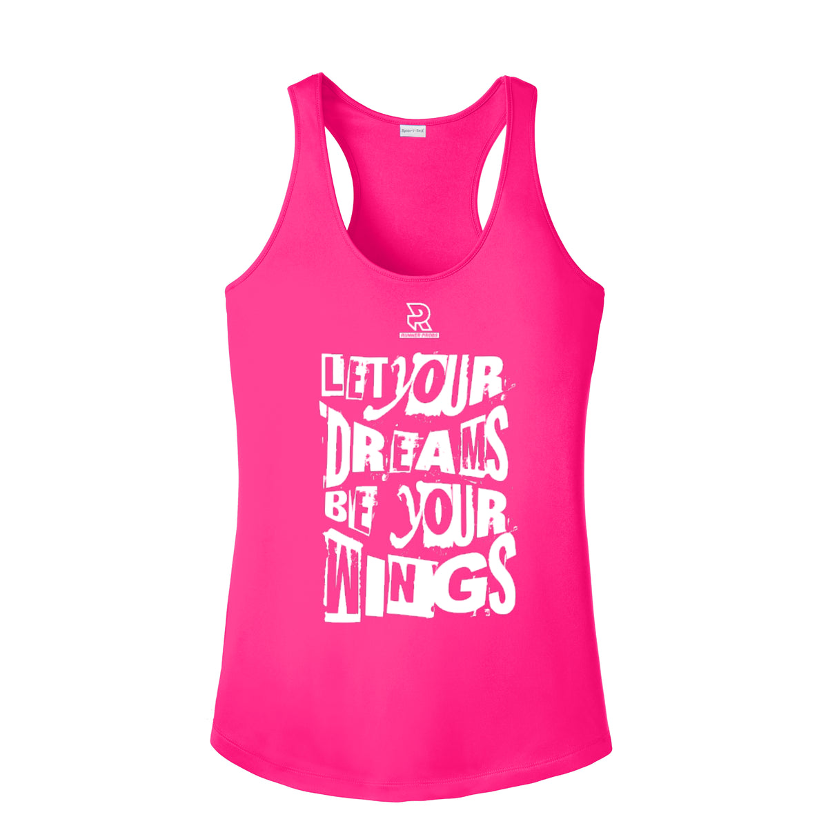 LET YOUR DREAMS BE YOUR WINGS (White) - Womens Competitor Racerback Tank