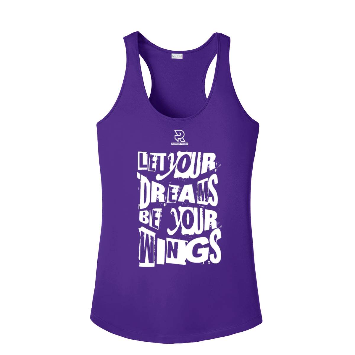 LET YOUR DREAMS BE YOUR WINGS (White) - Womens Competitor Racerback Tank