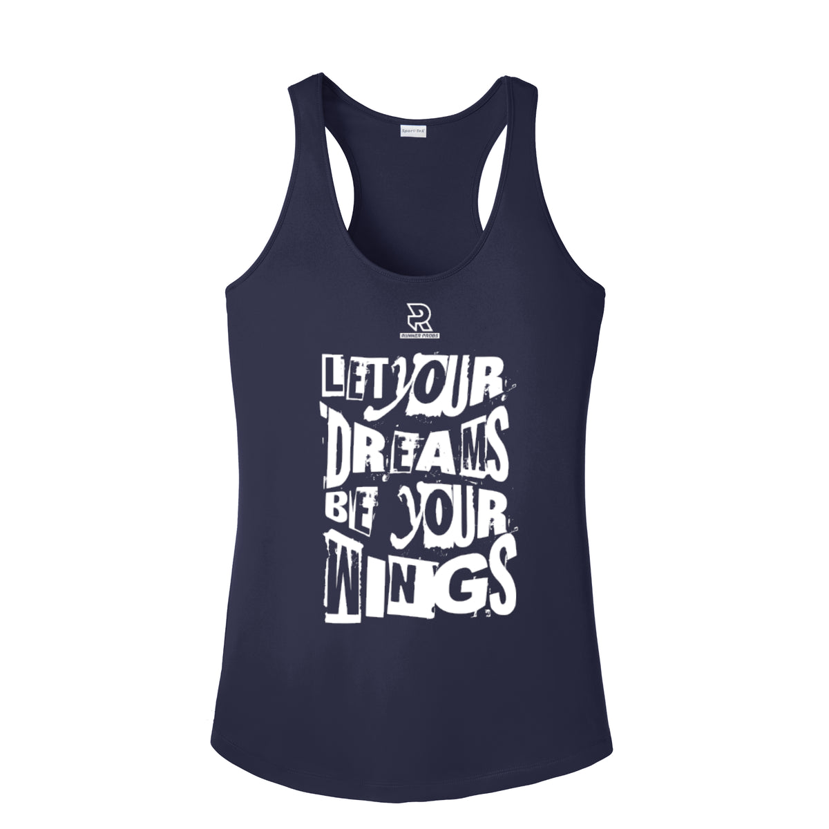 LET YOUR DREAMS BE YOUR WINGS (White) - Womens Competitor Racerback Tank
