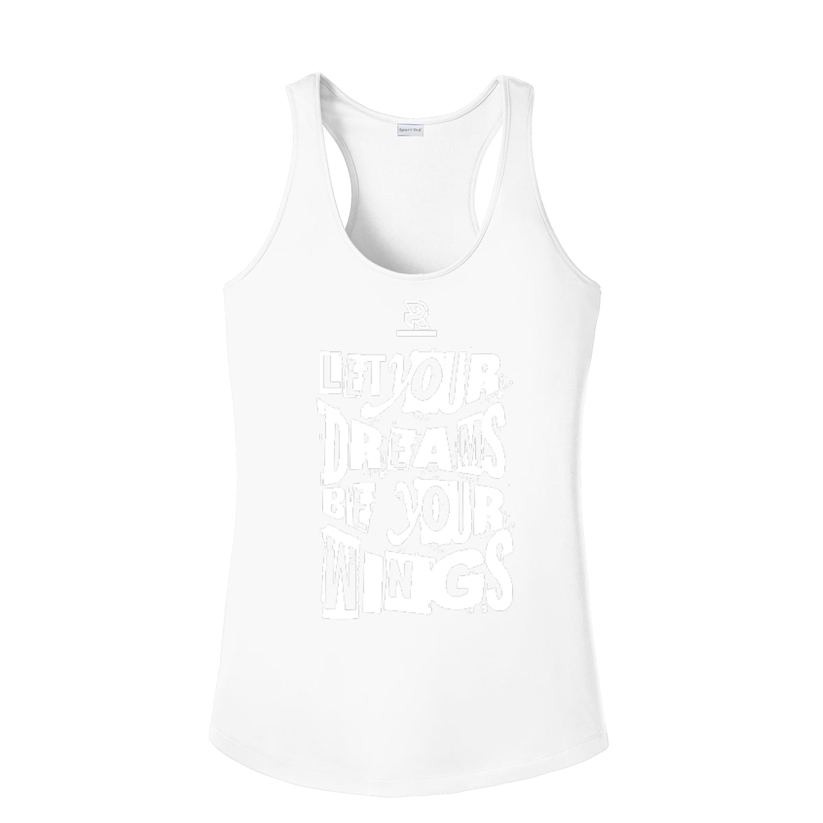 LET YOUR DREAMS BE YOUR WINGS (White) - Womens Competitor Racerback Tank
