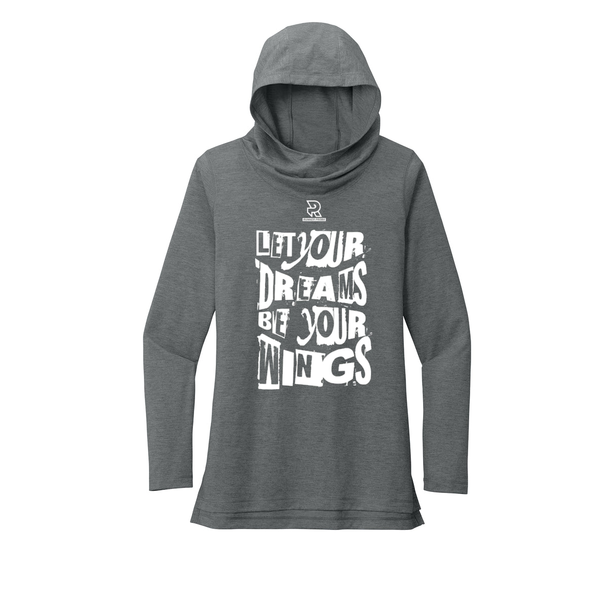 LET YOUR DREAMS BE YOUR WINGS (White) - Womens Tri-Blend Long Sleeve Hoodie