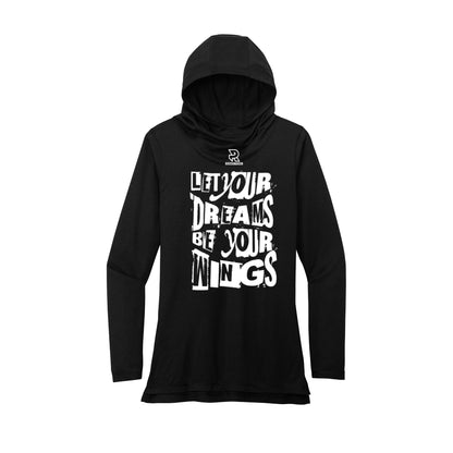 LET YOUR DREAMS BE YOUR WINGS (White) - Womens Tri-Blend Long Sleeve Hoodie