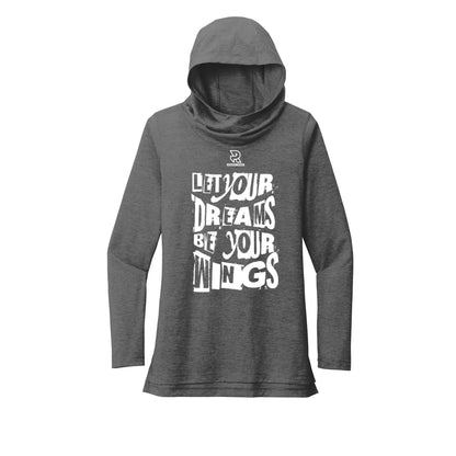 LET YOUR DREAMS BE YOUR WINGS (White) - Womens Tri-Blend Long Sleeve Hoodie