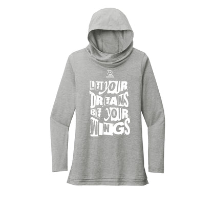LET YOUR DREAMS BE YOUR WINGS (White) - Womens Tri-Blend Long Sleeve Hoodie