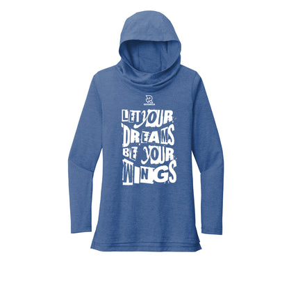 LET YOUR DREAMS BE YOUR WINGS (White) - Womens Tri-Blend Long Sleeve Hoodie