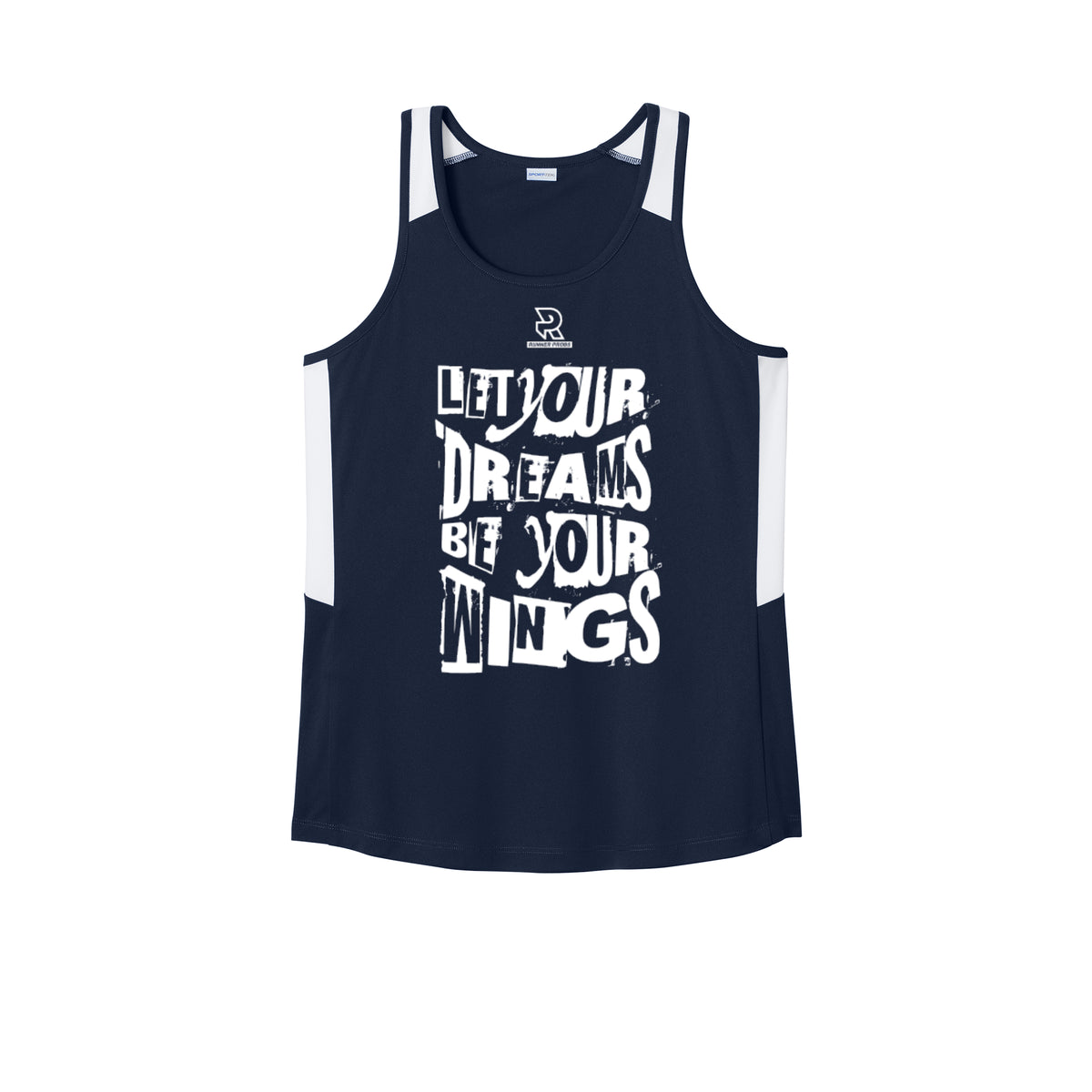 LET YOUR DREAMS BE YOUR WINGS (White) - Womens Club Track Tank