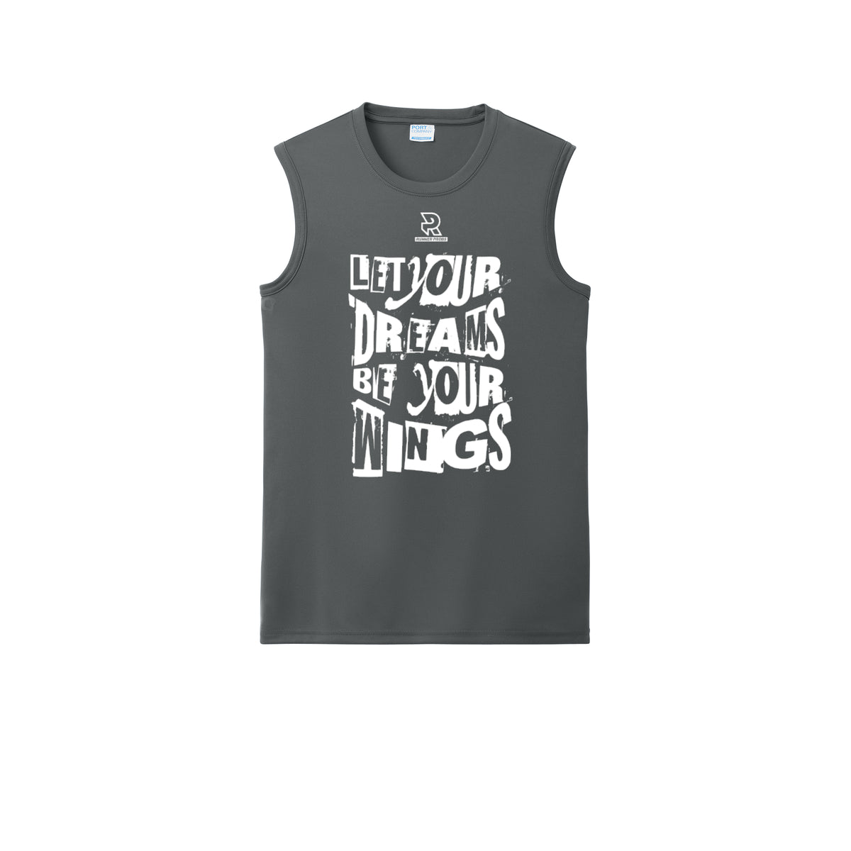 LET YOUR DREAMS BE YOUR WINGS (White) - Sleeveless Performance Tee